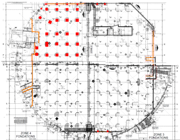 Plan d'intervention Uretek sur le centre commercial de Nemours