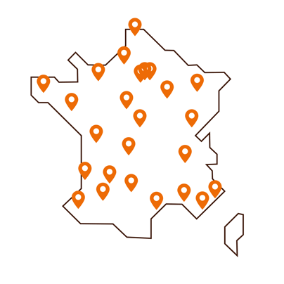 carte représentant nos ingénieurs d'affaires partout en France 