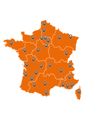 carte de répartition géographique des ingénieurs d'affaires d'URETEK FRANCE