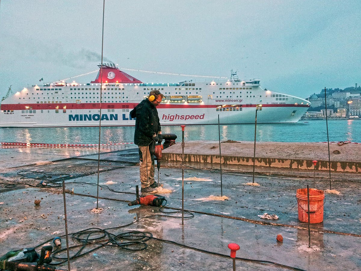 consolidation de chaussée de port