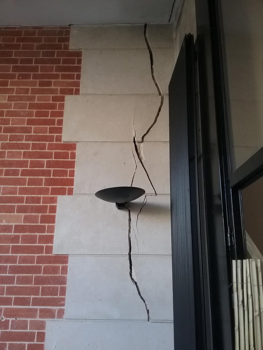 Photo d'une fissure verticale de la façade du musée d'histoire naturelle
