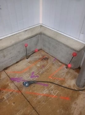 Installation des canules d'injections de résine 