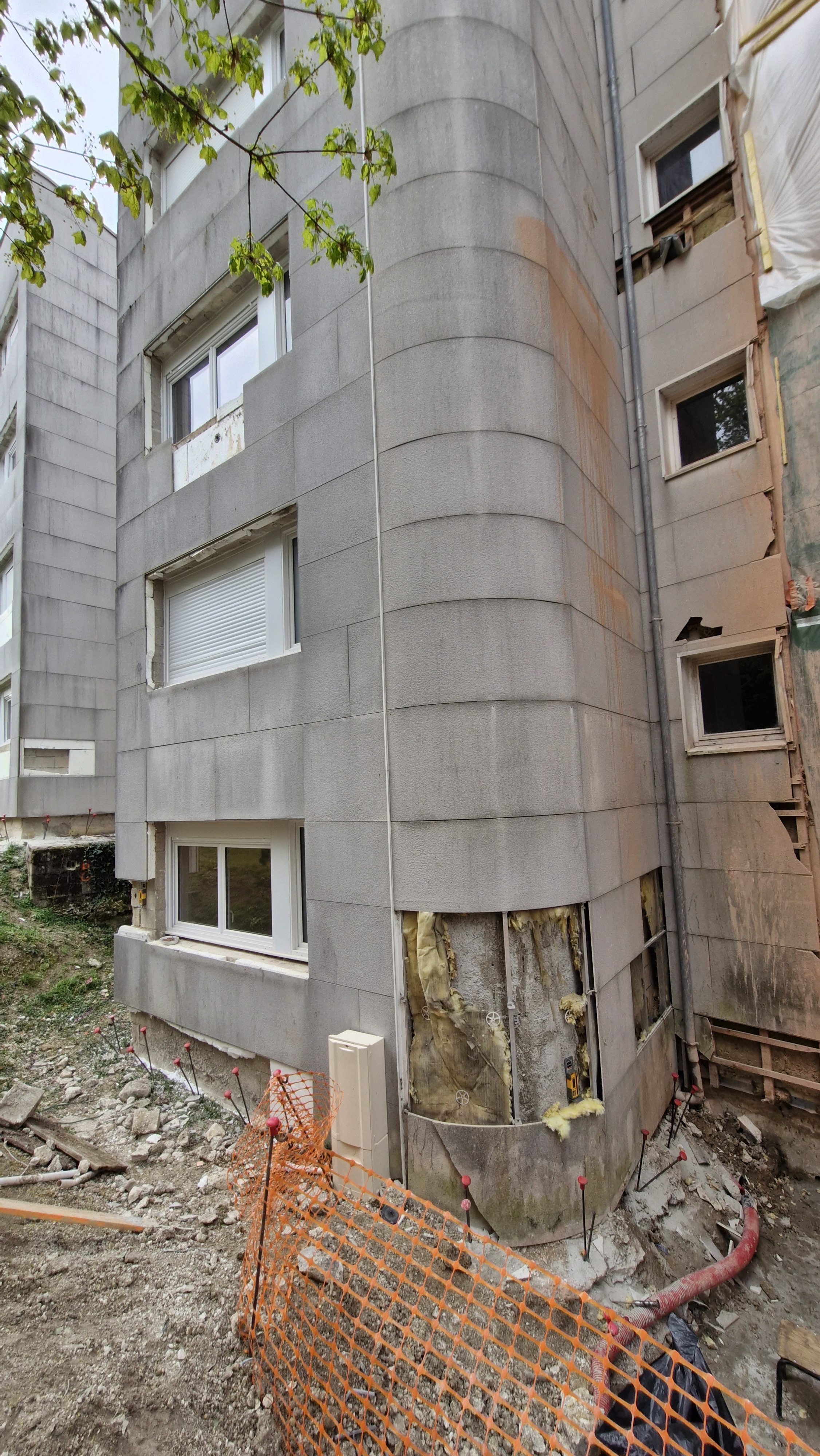 Façade de l'immeuble affaissée