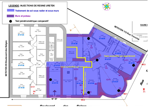 Plan d'intervention d'injection de résine 