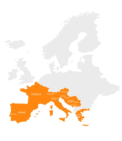 carte représentant la présence d'uretek en Europe
