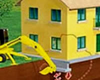 schéma représentant des travaux d'escavation autour d'une maison