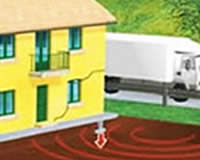 schéma d'une maison subissant des vibrations sismiques