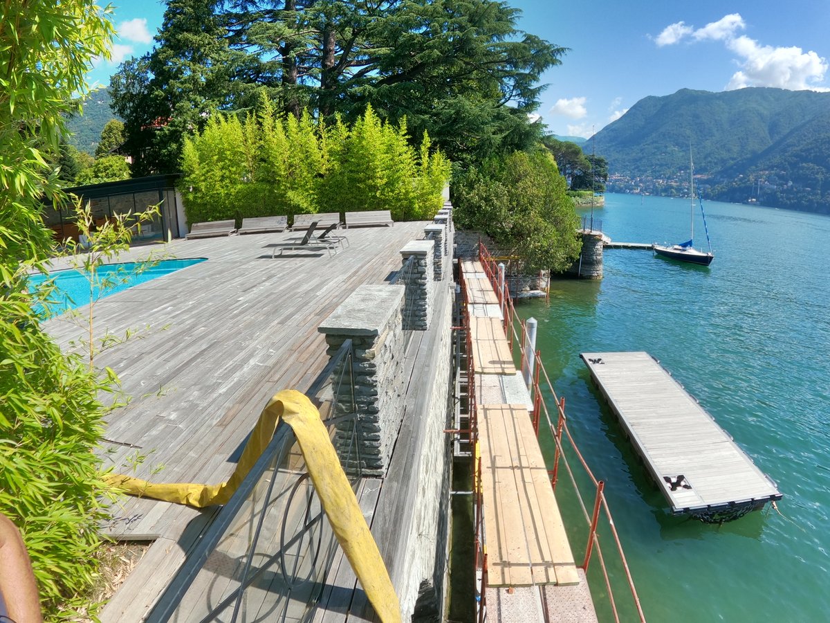 consolidamento muro contenimento edificio sponda lago