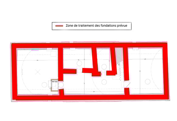 Zone de traitement des fondations prévue